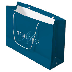 Bolsa De Regalo Grande Monograma de aspecto elegante   Azul océano