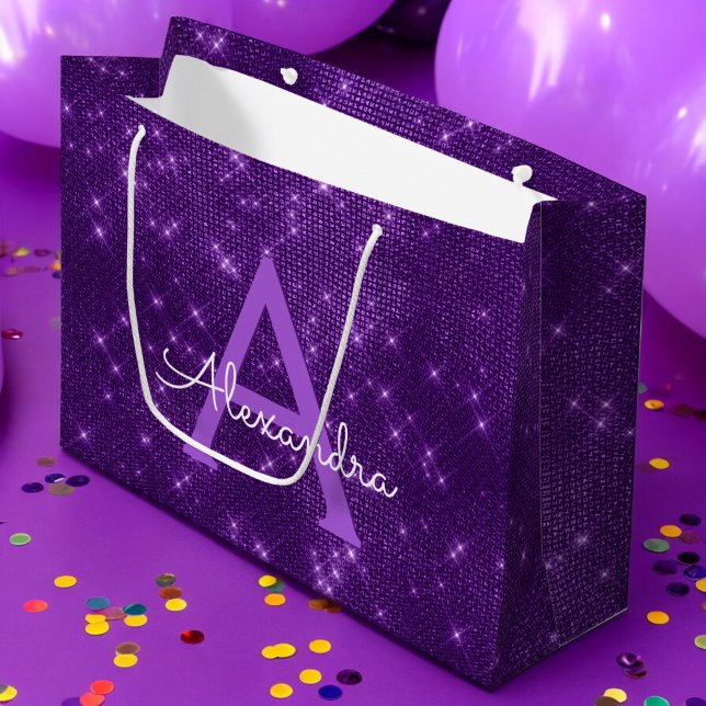 Bolsa De Regalo Grande Monograma de espuma morada - Añadir su nombre (Subido por el creador)