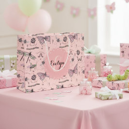 Bolsa De Regalo Grande Monograma de jonrones Rubor rosado dulce cretino