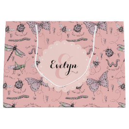 Bolsa De Regalo Grande Monograma de jonrones Rubor rosado dulce cretino