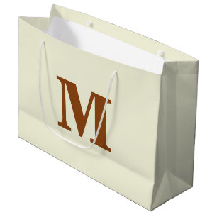 Bolsa De Regalo Grande Monograma de letras modernas beige y marrón