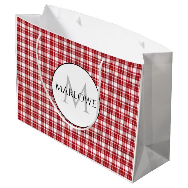 Bolsa De Regalo Grande Monograma de los controles rojos blancos (Angulo reverso)