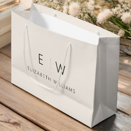 Bolsa De Regalo Grande Monograma de nombre minimalista moderno neutral