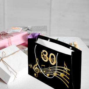 Bolsa De Regalo Grande Monograma de notas de la música oro negro de cumpl