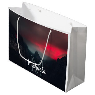 Bolsa De Regalo Grande Monograma de nubes, niebla y montañas quemadas