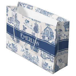 Bolsa De Regalo Grande Monograma de perro Toile francés azul