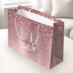 Bolsa De Regalo Grande Monograma de Purpurina Metalizado cepillado de col