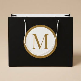 Bolsa De Regalo Grande Monograma de sello central personalizado negro y d