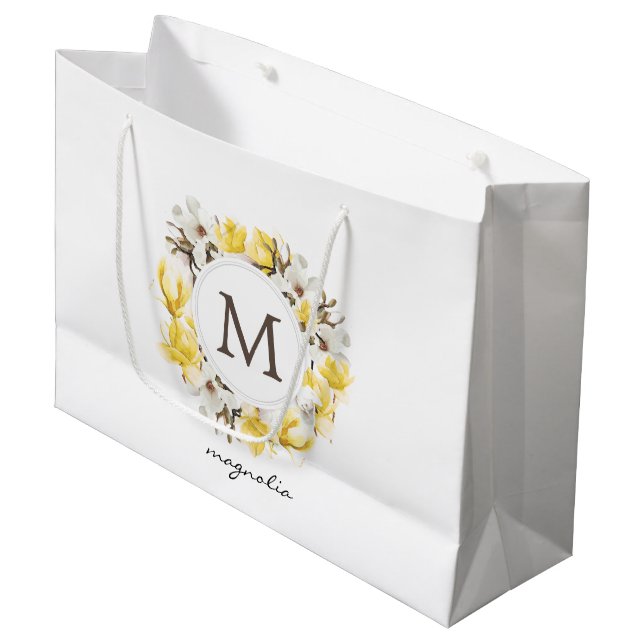 Bolsa De Regalo Grande Monograma de Wreath de Magnolia Amarilla (Angulo Anverso)