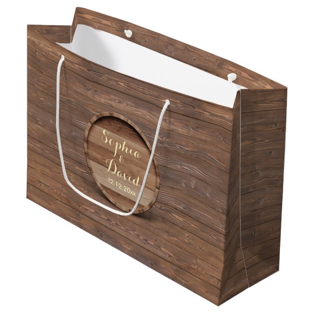 Bolsa De Regalo Grande Monograma del Personalizado del Boda del barril de (Angulo Anverso)