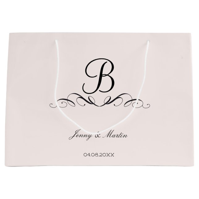 Bolsa De Regalo Grande Monograma elegante para el boda (Anverso)