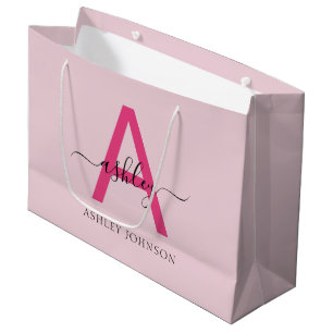 Bolsa De Regalo Grande Monograma estilizado moderno rosa caliente