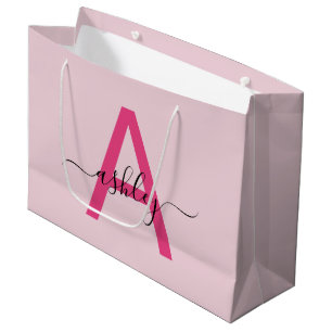 Bolsa De Regalo Grande Monograma estilizado moderno rosa caliente
