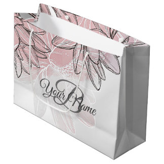 Bolsa De Regalo Grande Monograma Fiesta Flor blanca rosa color de agua pl