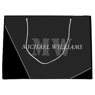 Bolsa De Regalo Grande Monograma gris negro artístico moderno