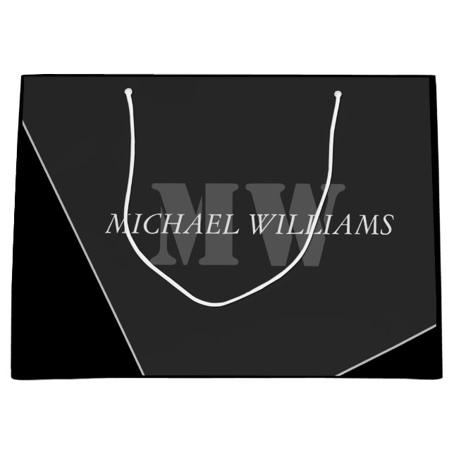 Bolsa De Regalo Grande Monograma gris negro artístico moderno (Anverso)