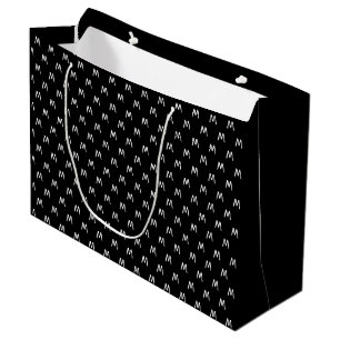Bolsa De Regalo Grande Monograma mínimo blanco y negro