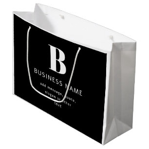 Bolsa De Regalo Grande Monograma moderno editable nombre y mensaje   Negr