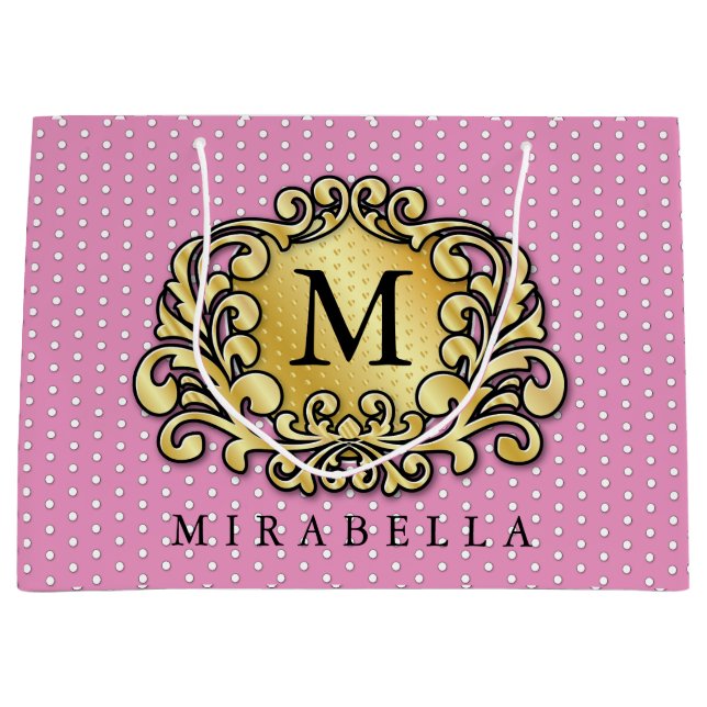 Bolsa De Regalo Grande Monograma Moderno Elegante Crea el Tuyo (Anverso)