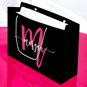 Bolsa De Regalo Grande Monograma Moderno estilo Hotoleo Negro