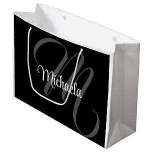 Bolsa De Regalo Grande Monograma moderno minimalista nombre inicial