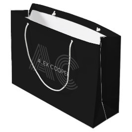 Bolsa De Regalo Grande Monograma moderno negro y gris