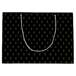 Bolsa De Regalo Grande Monograma negro y oro minimalista
