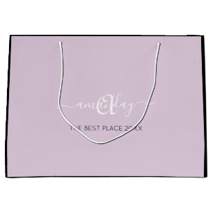 Bolsa De Regalo Grande Monograma Nombre Lavender Purple Shop Boda