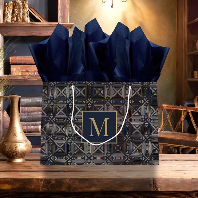 Bolsa De Regalo Grande Monograma Patrón Art Decó Geométrico (Subido por el creador)