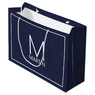Bolsa De Regalo Grande Monograma personalizado moderno y nombre gran rega