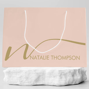 Bolsa De Regalo Grande Monograma personalizado personalizado con nombre G