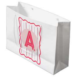 Bolsa De Regalo Grande Monograma Personalizado Rosa con Borde Ondulado