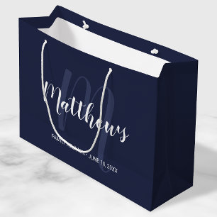 Bolsa De Regalo Grande Monograma personalizado y nombre de familia Marina