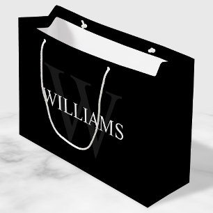Bolsa De Regalo Grande Monograma personalizado y nombre negro