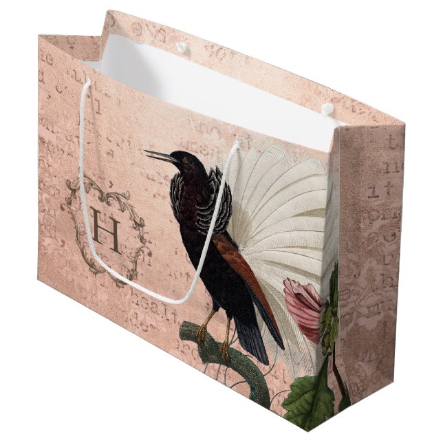 Bolsa De Regalo Grande Monograma rosa elegante (Angulo Anverso)