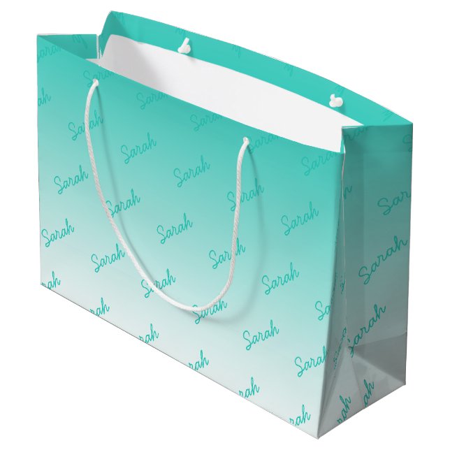 Bolsa De Regalo Grande Monograma simple | Aqua Ombre Grande (Angulo reverso)