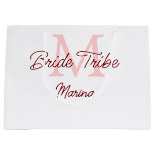 Bolsa De Regalo Grande monograma tribu de la novia rojo ducha de novia si