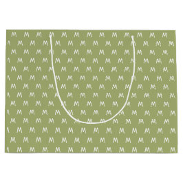 Bolsa De Regalo Grande Monograma verde y blanco minimalista