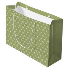 Bolsa De Regalo Grande Monograma verde y blanco minimalista