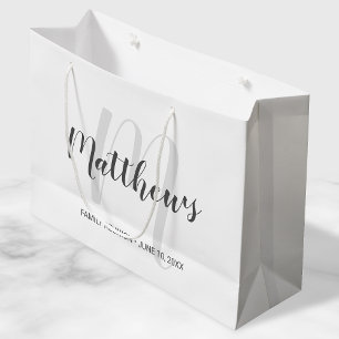 Bolsa De Regalo Grande Monograma y apellido personalizados de escritura m