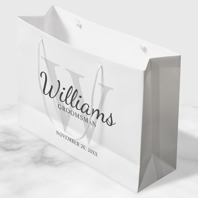 Bolsa De Regalo Grande Monograma y nombre de Groomsmen con guión personal (Subido por el creador)