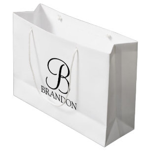Bolsa De Regalo Grande Monograma y nombre de guión personalizado