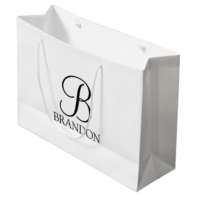 Bolsa De Regalo Grande Monograma y nombre de guión personalizado (Angulo Anverso)