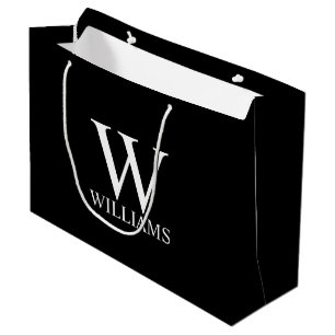 Bolsa De Regalo Grande Monograma y nombre personalizados de negro