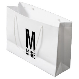 Bolsa De Regalo Grande Monograma y nombre personalizados modernos