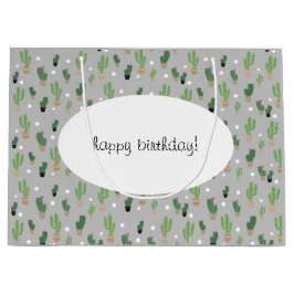 Bolsa De Regalo Grande Monogramado de patrón de cactus de corte