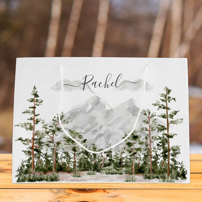 Bolsa De Regalo Grande Monogramaje de la Montaña de las Acuarelas y el Bo (In situ)