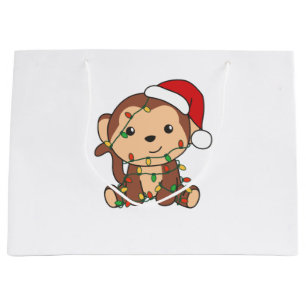 Bolsa De Regalo Grande Monos Navidades de monos Animales de Invierno Mono
