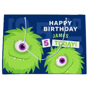 Bolsa De Regalo Grande Monstruo azul y verde