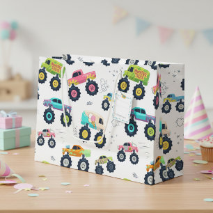 Bolsa De Regalo Grande Monstruos Camiones Acuarela Coloridos
